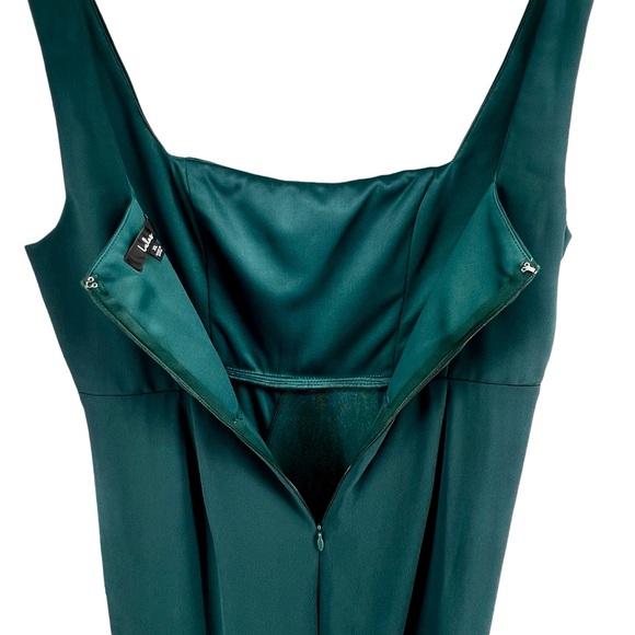 Lulus NWT Glamorous Disposition Emerald Green Ruched Maxi Dress Sz XL Front Slit - Picture 11 of 15